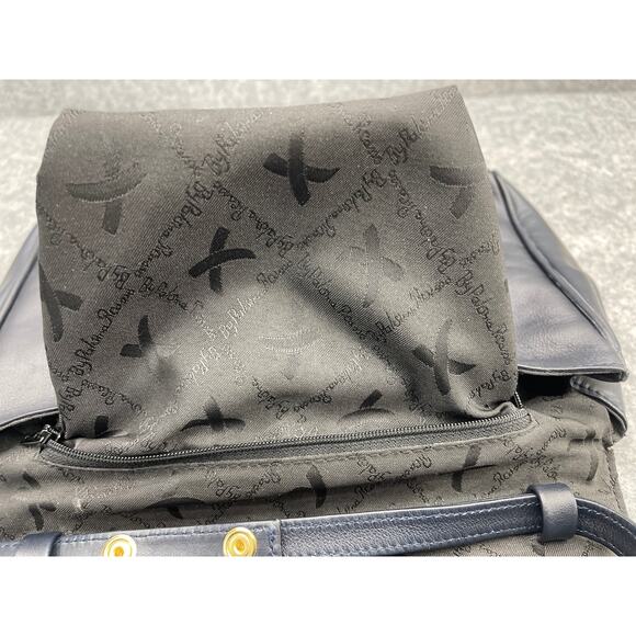 Paloma Picasso Made in Italy Navy Blue Leather Gold Hardware Crossbody Purse - Picture 15 of 16